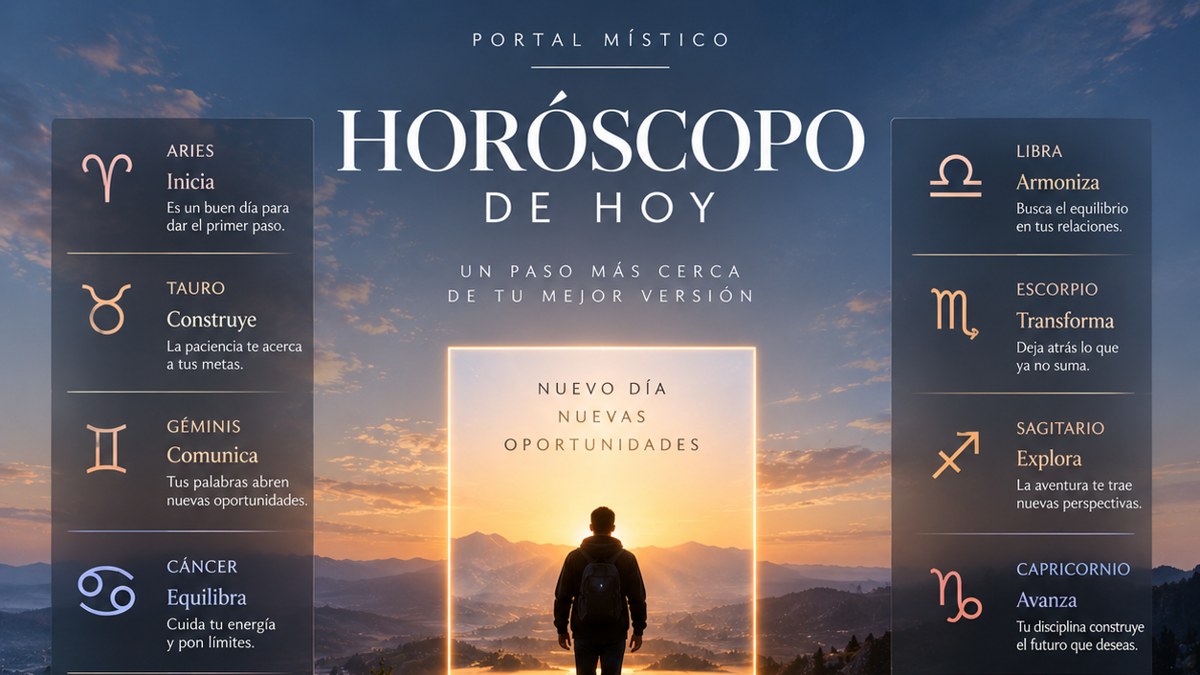 Horóscopo de hoy para los 12 signos del zodiaco con un camino hacia el amanecer